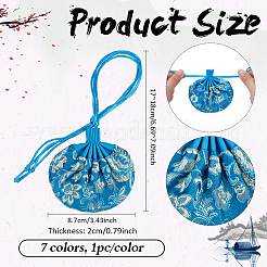 7Pcs 7 Colors 3D Floral Embroidery Satin Drawstring Bags&nbsp;ABAG-PH0001-88