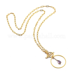 Teardrop Transparent Glass Pendant Necklaces&nbsp;NJEW-JN03038-02