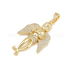 Brass Micro Pave Cubic Zirconia Pendants&nbsp;KK-P323-09G