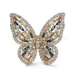 Butterfly Colorful Cubic Zirconia Finger Rings&nbsp;RJEW-G301-01G