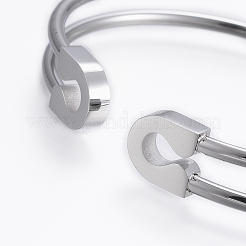 Tarnish Resistant Trendy 304 Stainless Steel Torque Cuff Bangles&nbsp;BJEW-H703-17P