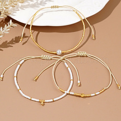 3Pcs 3 Styles Glass Seed Beads Braided Bead Bracelets for Women&nbsp;LM9516