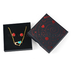 5Pcs Hot Stamping Planet Cardboard Jewelry Packaging Boxes&nbsp;CON-TA0001-44D