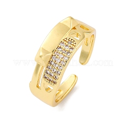 Brass Micro Pave Clear Cubic Zirconia Cuff Rings for Women&nbsp;RJEW-U043-14G