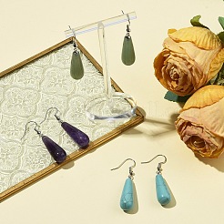 3 Pairs 3 Style Brass Teardrop Dangle Earrings&nbsp;EJEW-YW0001-11A
