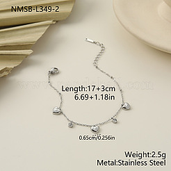 304 Stainless Steel Pave Clear Cubic Zirconia Charm Bracelets&nbsp;WG237FB-02