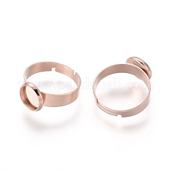 Adjustable 201 Stainless Steel Finger Rings Components&nbsp;STAS-G187-01RG-8mm