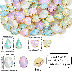 60Pcs 6 Styles Zinc Alloy Rhinestone Sew on Rhinestones&nbsp;FIND-CY0001-07