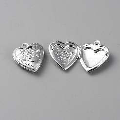 Valentine's Day Brass Locket Pendant&nbsp;KK-WH0054-70P