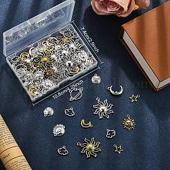 100Pcs 10 Styles Tibetan Style Zinc Alloy Charms&nbsp;FIND-YW0007-15