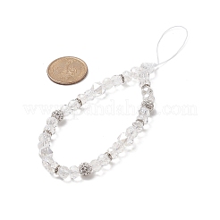 Rondelle Glass & Polymer Clay Rhinestone Beads Phone Hand Strap Chains&nbsp;HJEW-JM00877-02