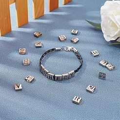 Tarnish Resistant Letter Style 201 Stainless Steel Square Slide Charms&nbsp;STAS-L132-M