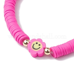 Handmade Polymer Clay Beaded Smiling Face Flower Stretch Bracelets&nbsp;BJEW-JB10209