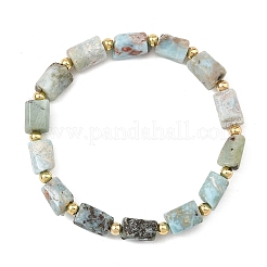 Natural Larimar Faceted Column Beaded Stretch Bracelets&nbsp;BJEW-JB14495