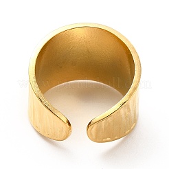 Ion Plating(IP) 304 Stainless Steel Textured Wide Band Open Cuff Ring for Women&nbsp;RJEW-F131-08G