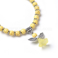 Dyed Synthetic Turquoise Beads Stretch Bracelets&nbsp;BJEW-JB04222-05