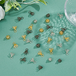 60Pcs 3 Colors Flower Rack Plating Brass Filigree Bead Cap Bails&nbsp;KK-FH0006-86
