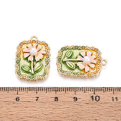 Rack Plating Alloy Enamel and ABS Imitation Pearl Pendants&nbsp;ENAM-T024-82A-G
