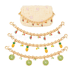 3Pcs 3 Styles Alloy Enamel Fruit Charm Iron Bag Decorative Chains&nbsp;HJEW-PH02185