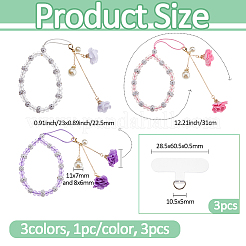 3Pcs 3 Colors Glass Mobile Straps&nbsp;HJEW-FH0001-79