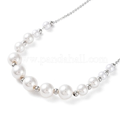 Plastic Pearl Graduated Beaded Necklace&nbsp;NJEW-F317-02P