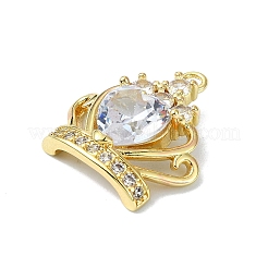 Rack Plating Real 18K Gold Plated Brass Micro Pave Cubic Zirconia Pendants&nbsp;KK-B084-18G