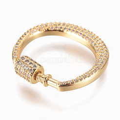 Brass Micro Pave Cubic Zirconia Screw Carabiner Lock Charms&nbsp;ZIRC-F105-12G