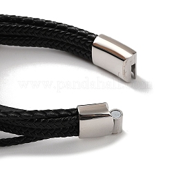 Men's Braided Black PU Leather Cord Multi-Strand Bracelets&nbsp;BJEW-K243-11P
