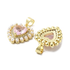 Rack Plating Heart Brass Micro Pave Cubic Zirconia Pendants&nbsp;KK-E102-29G