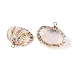 Electroplate Natural Sea Shell Pendants&nbsp;SSHEL-T018-16