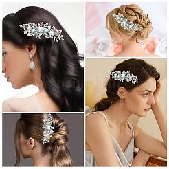 Bridal Flower Pearl Rhinestone Alloy Hair Combs&nbsp;MRMJ-WH0077-061LG