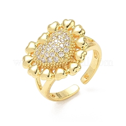 Brass Micro Pave Cubic Zirconia Cuff Open Rings for Women&nbsp;CU-CBA760A-13A-G