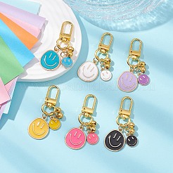 6Pcs 6 Colors Smiling Face Alloy Enamel Pendant Decoration&nbsp;HJEW-JM02743