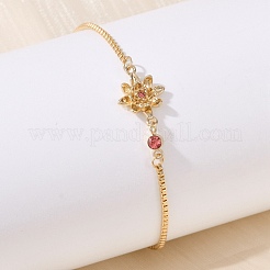 Brass Micro Pave Cubic Zirconia Birthday Flower Link Bracelets&nbsp;BJEW-U031-01G-07