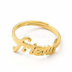 Ion Plating(IP) 304 Stainless Steel Word Friend Adjustable Ring for Women&nbsp;RJEW-B027-07G