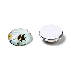Clock Printed Glass Cabochons&nbsp;GGLA-A002-12mm-YY