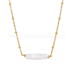 Baroque Keshi Pearl Bar Pendant Stainless Steel Satellite Chain Necklaces for Women&nbsp;XQ7733