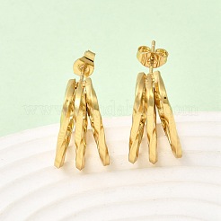 Triple Square 201 Stainless Steel Stud Earrings&nbsp;EJEW-Z151-04G