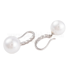 Rack Plating Brass Cubic Zirconia ABS Pearl Earring Hooks&nbsp;EJEW-S219-16P-04
