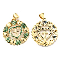 Rack Plating Brass Cubic Zirconia Pendants&nbsp;KK-D026-13G