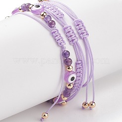 3Pcs 3 Style Resin Evil Eye Braided Bead Bracelets Set&nbsp;BJEW-JB08811