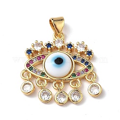 Lampwork Evil Eye Pendants with Colorful Cubic Zirconia&nbsp;ZIRC-L102-13G-09