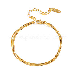 304 Stainless Steel Snake Chain 3-Strand Bracelets for Women&nbsp;UU3711