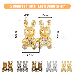 10Pcs 5 Colors Rabbit Shape Alloy Adjustable Jean Button Pins&nbsp;AJEW-DC0001-17