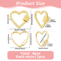 4Pcs Brass Screw Carabiner Lock Charms&nbsp;KK-HS0015-14