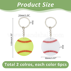 12Pcs 2 Colors Acrylic Keychains&nbsp;KEYC-HS0001-06