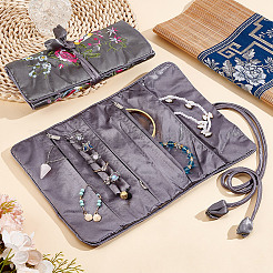 2Pcs Retro Rectangle Silk Zipper Roll Pouches&nbsp;ABAG-GO0001-02A