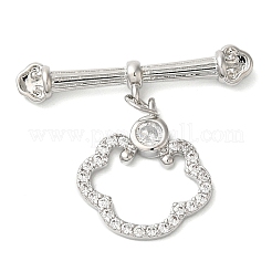 Brass Micro Pave Clear Cubic Zirconia Toggle Clasps&nbsp;KK-N254-76P