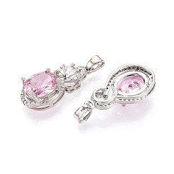 Brass Micro Pave Cubic Zirconia Pendants&nbsp;KK-T072-55P