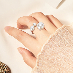 4Pcs 4 Styles Plastic Imitation Pearl Beaded Open Cuff Ring&nbsp;RJEW-AN0001-18